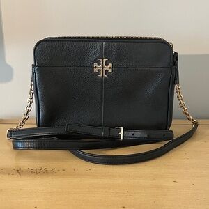 Tory Burch Black Crossbody Bag with Gold Accents